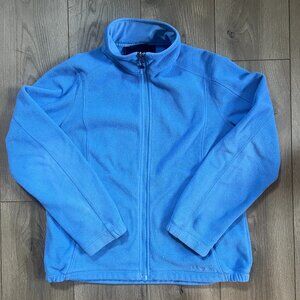 LL Bean‎ Womens Medium Regular Full Zip Sky Blue Fleece Jacket Sweatshirt